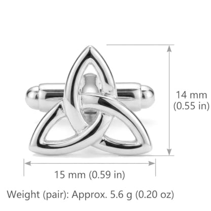 Alexander Castle Men's Cufflinks 925 Sterling Silver Celtic - 15mm x 14mm Celtic Trinity Cuff Links with Jewelry Gift Box