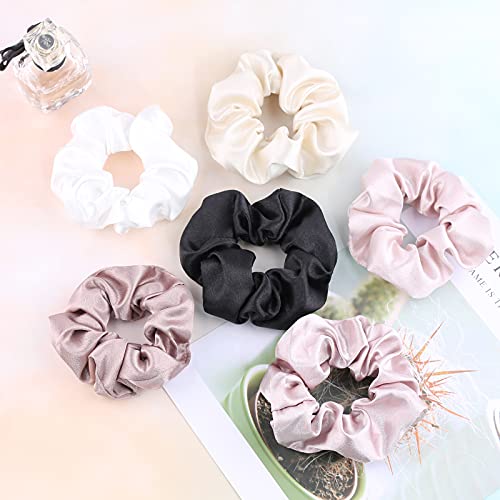 IVARYSS Satin Scrunchies for Women, Soft Than Silk for Hair, Fashion Ties and Bands for Thin | Thick Hair Styling, 16 Pack (Champagne) - color: Champagne