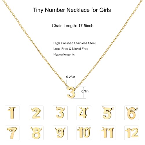 Number Necklace for Women Dainty 18K Gold Plated Pendant Necklace Charm Birth Month Personalized Jewelry Birthday Gift - color: GOLD, style: Number 11