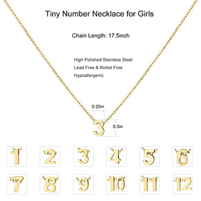 Number Necklace for Women Dainty 18K Gold Plated Pendant Necklace Charm Birth Month Personalized Jewelry Birthday Gift - color: GOLD, style: Number 6