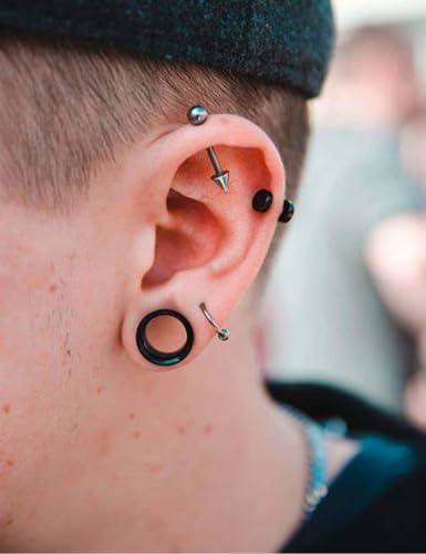 10G-50mm Thin Black Silicone Ear Gauges Tunnels Rubber Ear Plugs Gauges Double Flared Flexible Tunnel Earrings for Women Men - color: 00G = 10mm