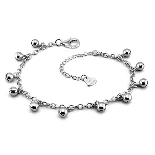 Delicate Women 925 Sterling Silver Ankle Bracelets Cute Bell Chain Beach Anklet Bracelet Boho Adjustable Size Anklet Jewelry Gift for her - color: Anklet