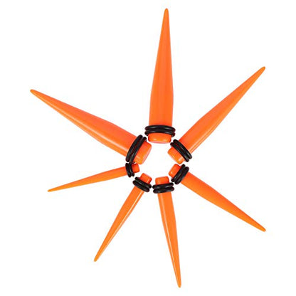 JieyueJewelry 50/54 Pcs Ear Stretching Kit 14G-00G | Acrylic Tapers & Plugs with Silicone Tunnels, Ear Gauges Expander Set Body Piercing Jewelry for Women and Men - color: Orange