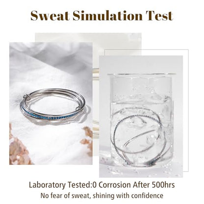 Stackable Bangle Bracelets for Women 18K Gold Plated Stainless Steel Non Tarnish Bangles 8 inch Bracelet Stack Trendy Women's Jewelry Gift - color: Silver, size: 8 inch