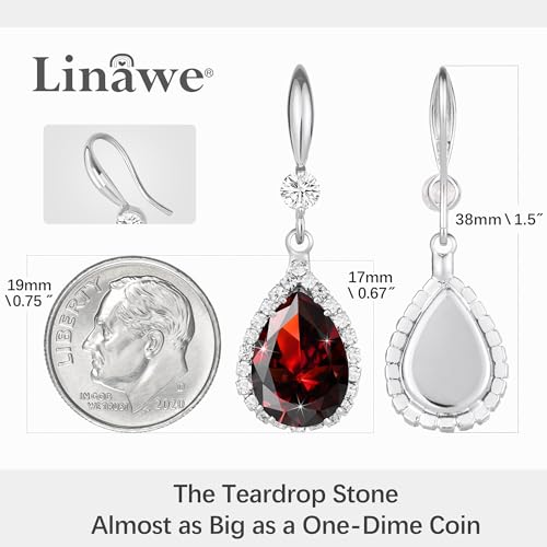 Linawe Imitation Diamond Dangle Earrings for Women Trendy, Rhinestone Drop Chandelier Earrings, Teardrop Crystal Cubic Zirconia Wedding Jewelry Set, 14K Gold/Rose Gold/Silver Tone - color: Silver,Jan