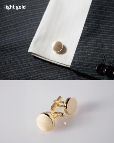 [TAVARAT] Cufflinks for Men cuff links mens classic round shape Black Silver Light Gold Tps-177 - style: light gold (Tps-177)