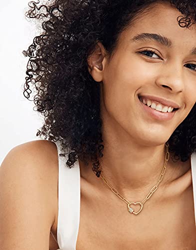 Aobei Pearl 18K Gold Plated Moon Star Lion Evil Eye Love Heart Cross Pendant Necklace Medallion Paperclip Chian Choker Layering Jewery for Women - color: 18K Gold Plated Heat Screw Lock