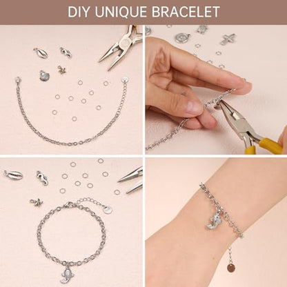 UMAOKANG 10PCS Stainless Steel Chain Link Bracelet for Jewelry Making | Silver Embossed Oval Bracelet Bulk for Women Permanent Chain Bracelets - color: 10pcs Oval Steel
