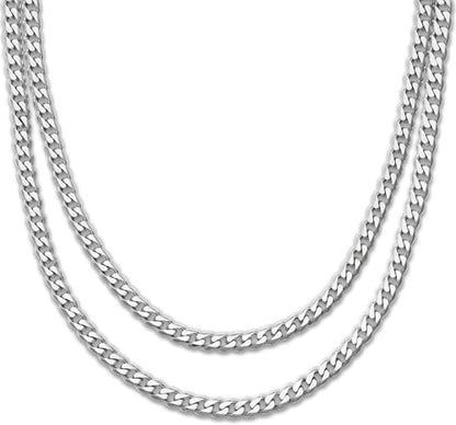 RIDGE 5mm Curb Chain for Men, Rugged and Durable Men’s Chain Necklace with Secure Clasp - color: Platinum (20")