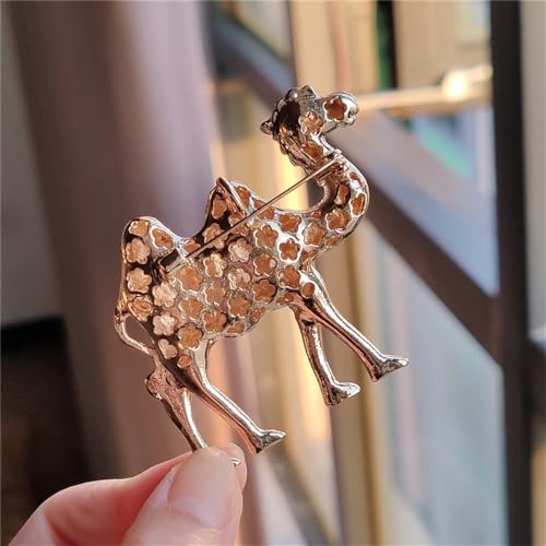 Cute Camel Rhinestones Brooches Lapel Pins for Women Men Teen Girls Funny Sparkly Crystal Cartoon Animal Pin Dress Suit Hat Bag Clothes Accessories Jewelry Party Christmas Holiday Gifts