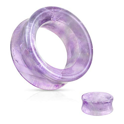 Hollow Tunnels Purple Amethyst Organic Stone Ear Plugs Gauges Sold in Pairs - style: 22MM-7/8 INCH