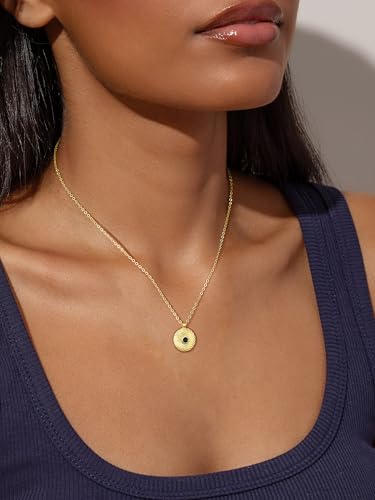 Gold Necklace For Women, Layered 14K Real Gold Plated Necklaces For Women,Dainty Gold Paperclip Chain Tear Circle CZ Pendant Necklace Stack,Trendy Gold Jewelry Set Gifts - style: Black CZ Diamond Circle Pendant-Gold