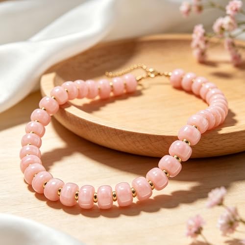 AOZEL Chunky Resin Beaded Necklace for Women Colorful Bead | Summer Beach, Waterproof, Fade Resistant, Adjustable Length, Boho Statement, for Daily Wear & Gifting - color: Rose Red
