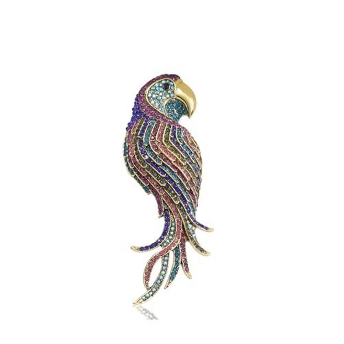 Enamel Bird Brooch for Women Rhinestones Owl/Hummingbird/Eagle/Toucan Lapel Pin Cute Bird Brooches Jewelry Gifts for Mom Wife - color: Colorful-Parrot