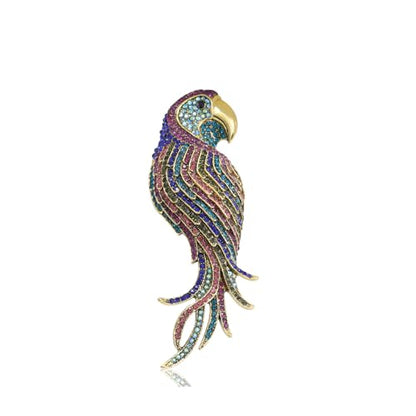 Enamel Bird Brooch for Women Rhinestones Owl/Hummingbird/Eagle/Toucan Lapel Pin Cute Bird Brooches Jewelry Gifts for Mom Wife - color: Colorful-Parrot