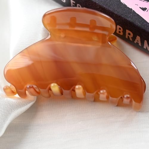 Handmade Celluloid Acetate French Design Barrettes Tortoise Shell Claws Hair Claw Luxury Fashion Accessories Hair Clip for Women (amber) - color: amber
