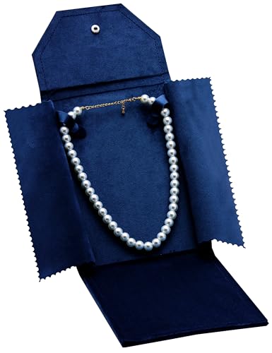 Velvet Necklace Jewelry Travel Folder Storage Display Case (Dark Blue) - color: Dark Blue