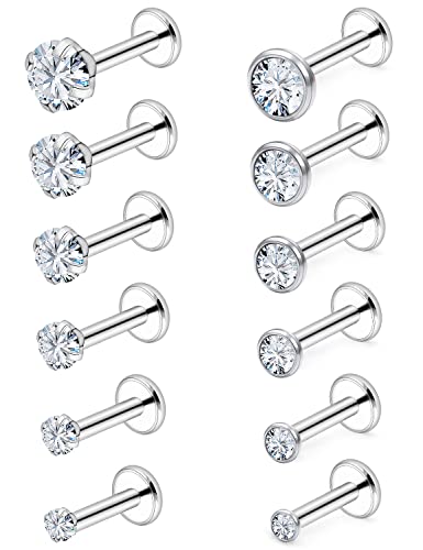 16G Lip Rings Stainless Steel Tragus Helix Conch Piercing Jewelry Snake Bite Piercing Monroe Lip Rings Labret Medusa Cartilage Lobe Earrings Piercing Jewelry CZ 2MM 2.5MM 3MM 3.5MM 4MM 4.5MM - color: 8MM-Silver,2mm/2.5mm/3mm/3.5mm/4mm/4.5mm