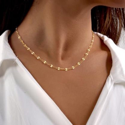 Robaice Necklaces for Women, 14K Gold/Silver Plated Chain Necklace | Dainty Paperclip Cuban Chain, Choker Necklace for Women, Non Tarnish Jewelry Gifts Trendy - color: Gold Cuban Chain