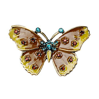 seven wolves Brooches for Women Austria Crystal Brooch Pins Rhinestones Brooches Daily Wearing Breastpin with Boxes - color: Brown Yellow 2