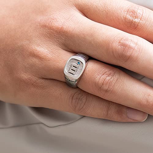 callie Custom Signet Ring - Engraved Text & Photo, Personalized Family Crest Coat Of Arms Rings, 925 Sterling Silver/Brass | Father's Day Jewelry Gifts for Men & Women - color: Initial-2