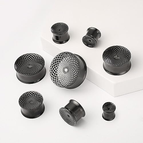1 Pair New Classic gauges Ear Plugs Tunnels Hypoallergenic 316 Stainless Steel Ear Gauges 8mm-25mm (0G-1") Body Piercing Jewelry - color: Black-1407, size: 1/2" (12mm)