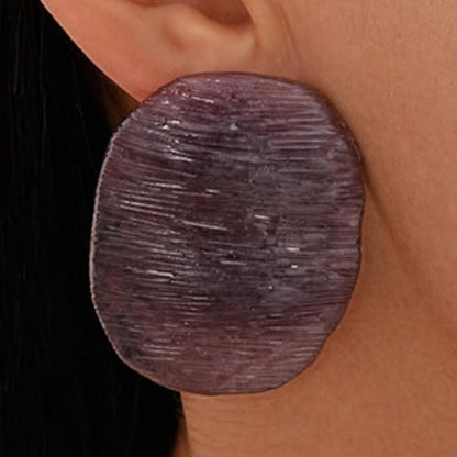 Trendy Resin Acrylic Statement Earrings for Women Chunky Geometric Round Drop Stud Styles Fashionable Modern Lightweight Dangle Earring Set - color: D:Gray