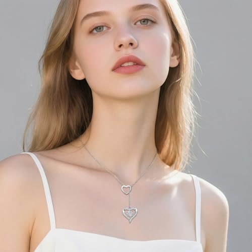YYB Y Necklace Infinity/Heart/Cross/Faith Pendant Lariat Necklace for Women Drop Necklaces Christian Jewelry Birthday Anniversary Mothers Day Gifts for Mom Sister Girlfriend - color: Heart Necklace