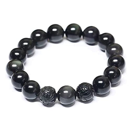 Black Obsidian Bracelet,Feng Shui Black Obsidian Wealth Bracelet for Women Men Couples Handmade Stretch Obsidian Bracelet Bangle with Carved Pixiu Tiger Eye Stone Attract Wealth Money and Good Luck - color: G,10mm,Obsidian