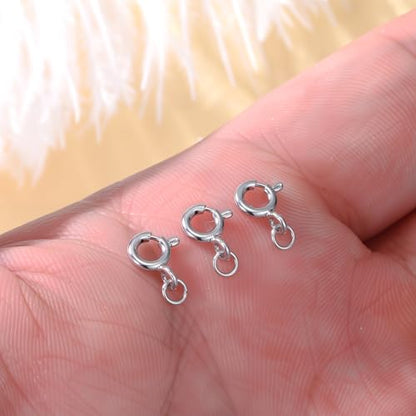925 Sterling Silver Lobster Clasp for DIY Necklace Bracelet Jewelry Making, Double Spring Clasp with Closed Jump Rings, Necklace Extender Clasp Connector Bracelet Extension (Style 3) - style: Style 3