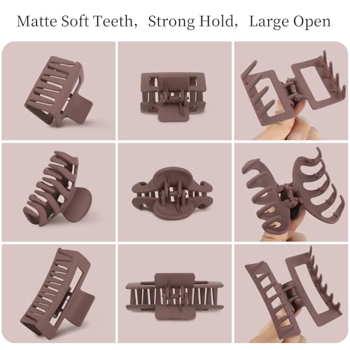 Small Medium Claw Clips for Women, 3 Styles Hair Clips for Thick and Thin Hair, Non-slip Strong Hold, 12 Pcs (Burgendy) - color: Burgendy