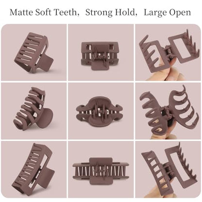 Small Medium Claw Clips for Women, 3 Styles Hair Clips for Thick and Thin Hair, Non-slip Strong Hold, 12 Pcs (Burgendy) - color: Burgendy