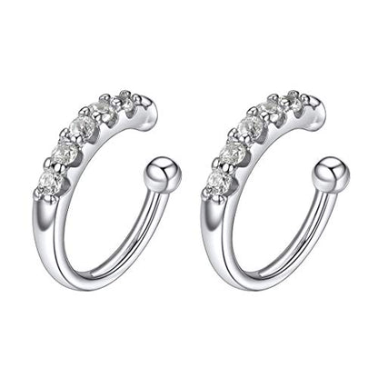 ChicSilver 925 Sterling Silver Ear Cuff Earrings Non Piercing Clip on Cartilage Cuff Earrings for Women - style: K: CZ Cuff