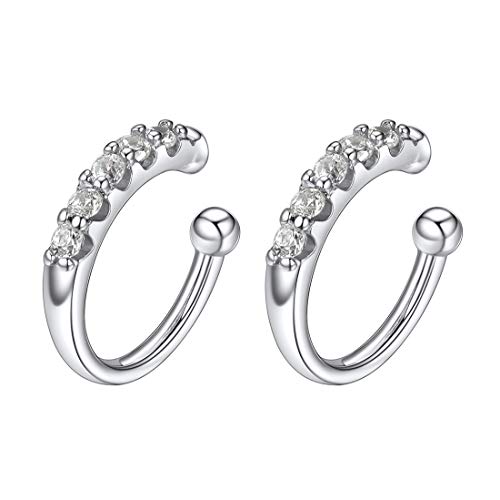 ChicSilver 925 Sterling Silver Ear Cuff Earrings Non Piercing Clip on Cartilage Cuff Earrings for Women - style: K: CZ Cuff