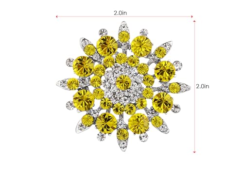 Alilang Adustable Silver Blue Purple Iridescent Crystal Rhinestones Snowflake Flower Floral Ring - color: Yellow