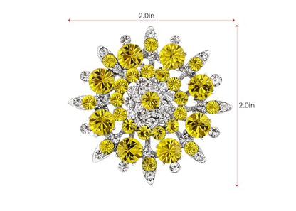 Alilang Adustable Silver Blue Purple Iridescent Crystal Rhinestones Snowflake Flower Floral Ring - color: Yellow