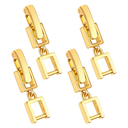Foldover Clasp Extender Foldover Extension Jewelry Clasps 4 Pcs Gold Plated Fold Over Clasp Necklace Extension Clasps Metal Bracelets Extenders Small Fastener for Women Jewelry Making Repair Kit