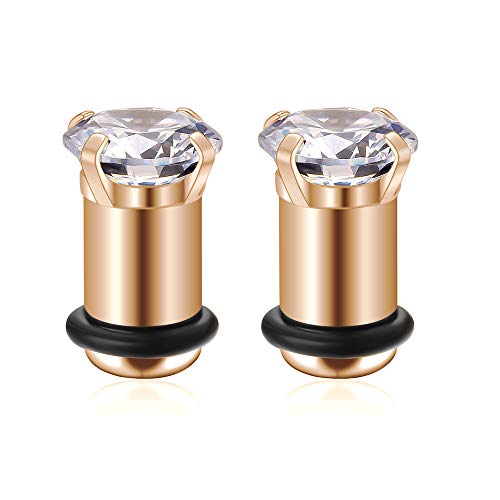 2/4/6/8 Gauge Earrrings Plugs Tunnels Gauges for Ears - color: rosegold5mm