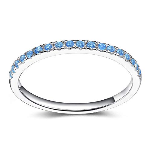 EAMTI CZ Wedding Band for Women 925 Sterling Silver Half Eternity Stackable Ring Size 3-13 - color: sterling silver-tanzanite