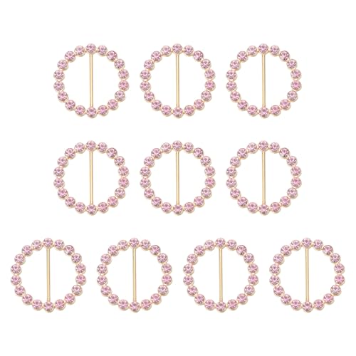 PATIKIL Silk Scarf Ring Clip Bling Rhinestone T-Shirt Clips Tie Waist Knotted Buckle Rings Metal Circle Buckles for Women Fashion Scarves Hat Decor Wrap Holders - color: Pink