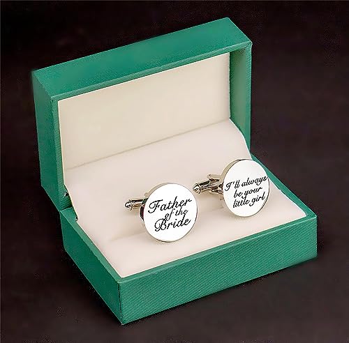 Kooer Personalized Men's Wedding Cufflinks, Custom Father Of The Bride Cuff Links Jewelry Gift For Men Him Groom Groomsman - style: Father of The Groom