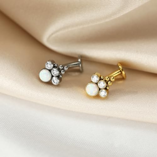 G23 Titanium Belly Jewelry 14G Flat Bottom Floating Belly Button Rings Curved Belly Barbell Navel Ring Belly Piercing 8/10/12/14mm Navel Rings Belly Piercings Jewelry for Women - color: Style3:Gold+White Opal/Clear CZ