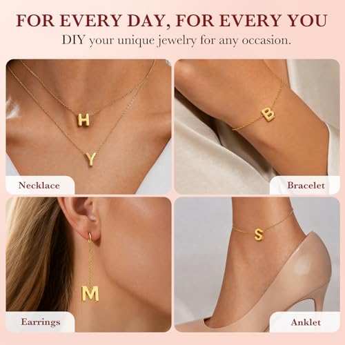 26Pcs 18K Gold Filled A-Z Alphabet Letters Charms for Jewelry Making, Initial A-Z Alphabet Charm Pendant Beads, Slide Glitter Pendants for Women DIY Bracelet Necklace Earrings Choker Making - color: Style C
