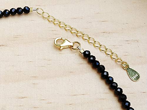Black Bow Choker Sterling Silver Black Spinel Beads Bow Choker 13+2”