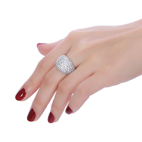 Diamond Accent Dome Ring - Sliver Fashion Rings for women Big Hollow Women Wedding Band Cubic Zirconia Statement Rings for women 5-11 - color: White
