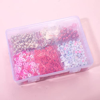1000PCS+ Valentine’s Day Beads for Jewelry Making, Enamel Heart Charms Bulk, Valentine’s Day Clay Beads Rhinestone Acrylic Loose Beads Letter Spacer Bead for Bracelet Necklace Making DIY Crafts Gifts