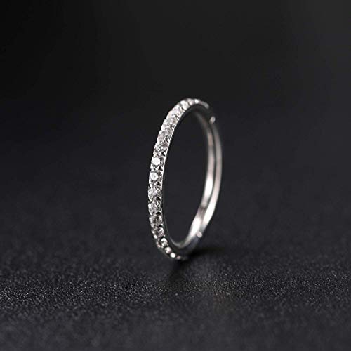 GAGABODY Surgical Steel Hypoallergenic Nose Ring Earring CZ Hoop for Unisex | Hinged Seamless Clasp,Used in Nostril,Septum,Lip,Eyebrow,Nipple and All Ear Piercings.22G to 12G,Inner Diameter 5mm to 14mm - color: Style1:Silver+Clear CZ, size: 18G-6mm