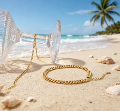 Anklets for Women, Gold/Silver Chunky Cuban Link Anklet Bracelets for Women Layered Gold Anklets for Women Waterproof Adjustable Women's Anklets Beach Jewelry - style: chunky cuban anklet set-gold