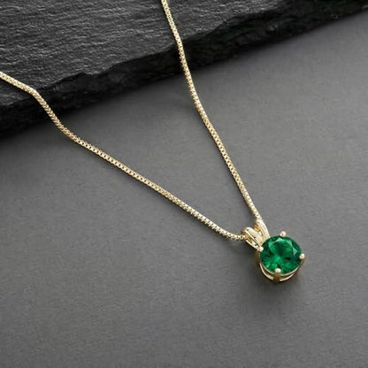 Mariell Cubic Zirconia Crystal Pendant Necklace for Women, 2 Carat 8mm CZ, for Brides, Wedding, Mother's Day Jewelry Gift - color: Gold-Green Cubic Zirconia