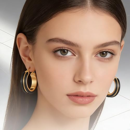 14K Gold Plated Chunky Hoop Earrings for Women Vintage Leopard Print Hoops Large Round Hoop Earrings Jewelry - style: Hoop H